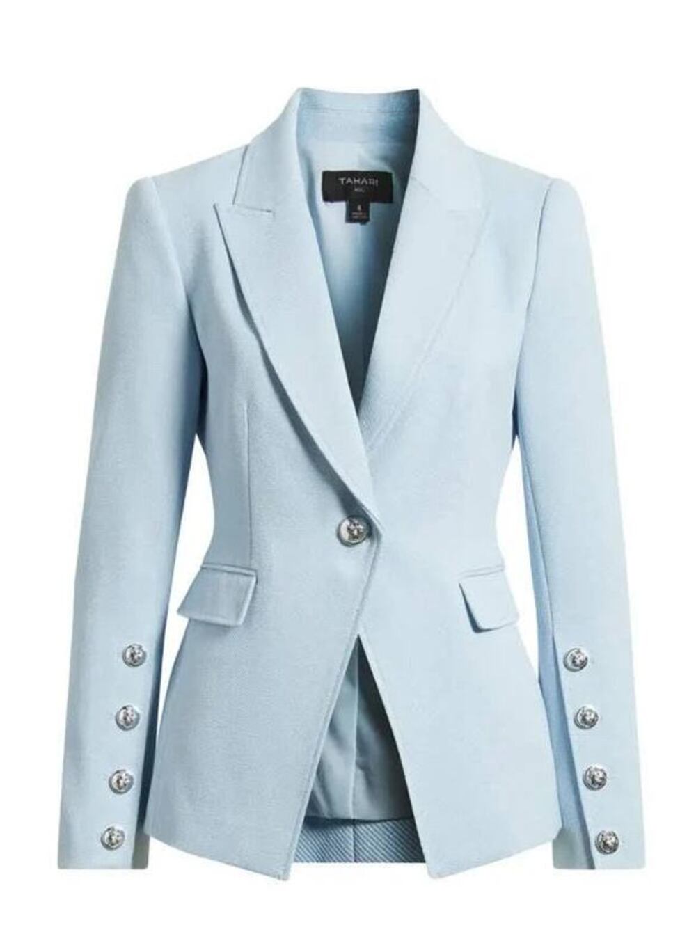 Tahari ASL Women's One-Button Peak-Lapel Twill Blazer Blue Size 14 Iconic $259